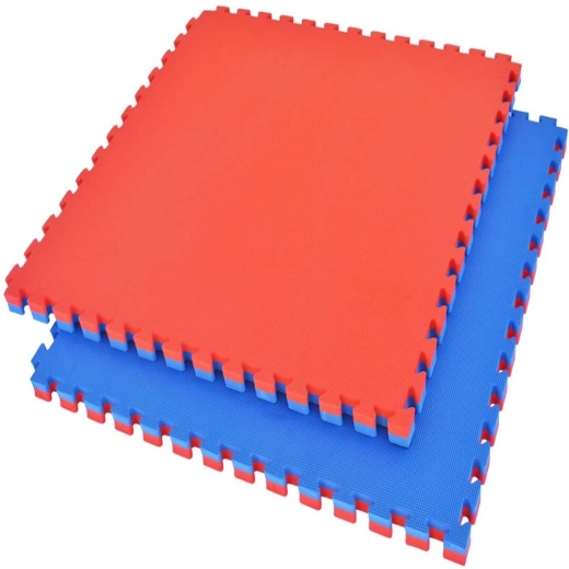 Slika od Tatami strunjača 100 x 100 cm - 2 cm debljina - plavo-crvena
