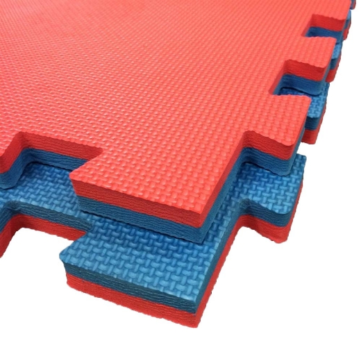 Slika od Tatami strunjača 100 x 100 cm - 2 cm debljina - plavo-crvena